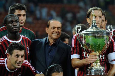 AC Milan players and Italian President o