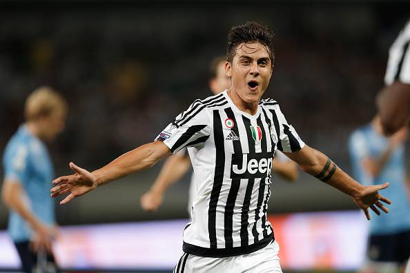 SHANGHAI, CHINA - AUGUST 08: Paulo Dybala of Juventus FC in celebrates a goal during the Italian Super Cup final football match between Juventus and Lazio at Shanghai Stadium on August 8, 2015 in Shanghai, China. (Photo by Lintao Zhang/Getty Images)