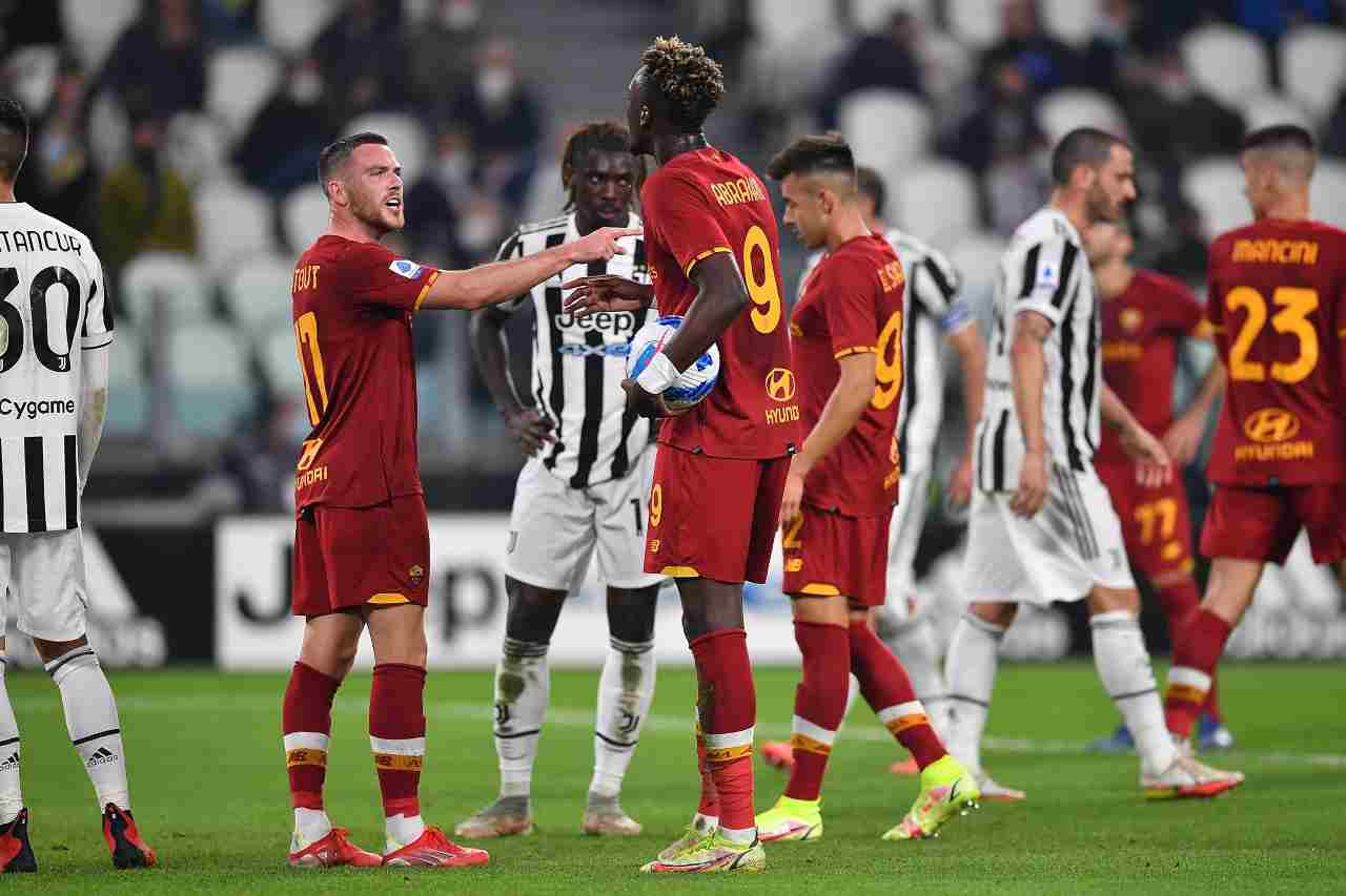 Juventus-Roma, battibecco tra Abraham e Veretout: ecco il motivo