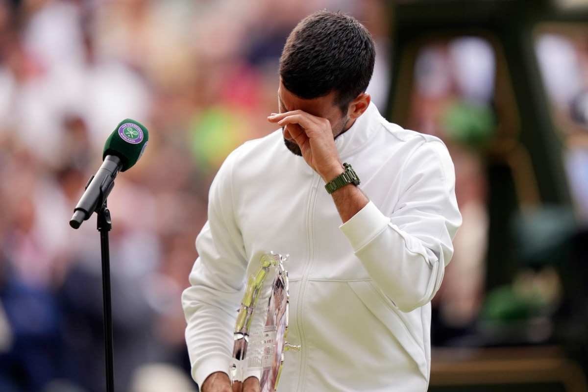 Novak Djokovic in lacrime alla premiazione di Wimbledon