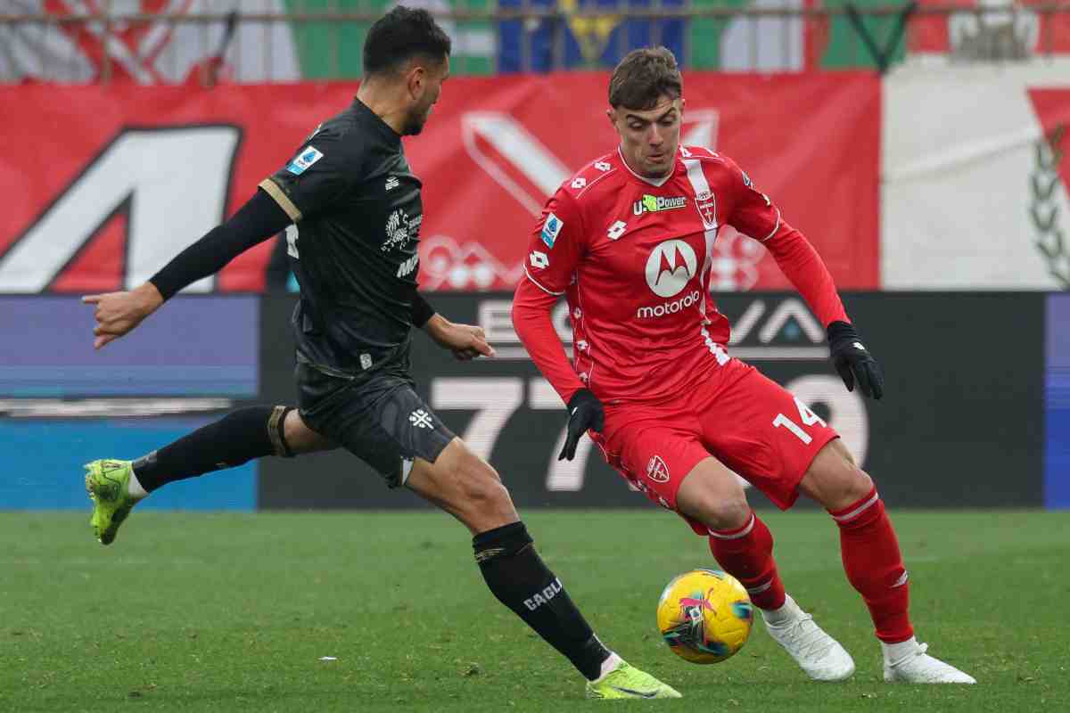 Daniel Maldini in azione con la maglia del Monza