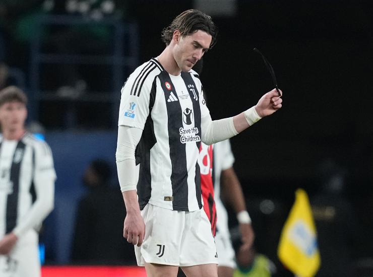 Dusan Vlahovic durante Milan-Juve in Supercoppa