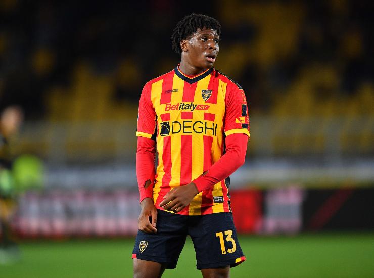 Il difensore del Lecce Patrick Dorgu