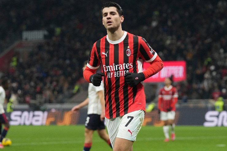 Alvaro Morata in azione con la maglia del Milan