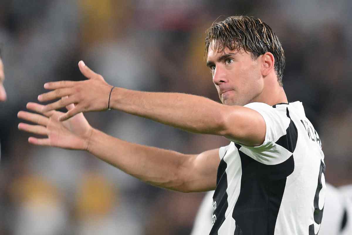 Dusan Vlahovic in campo con la Juventus