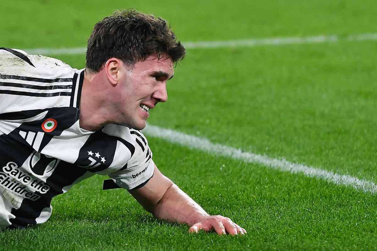 Dusan Vlahovic a terra durante Juve-Empoli