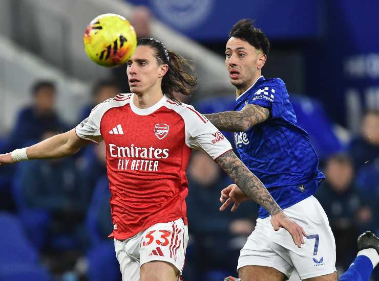 Calafiori controlla una palla