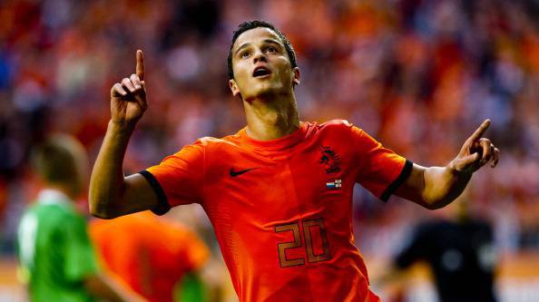 Dutch Ibrahim Afellay celebrates after s