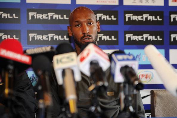 French striker Nicolas Anelka speaks at