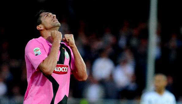 Juventus' forward Marco Borriello gestur