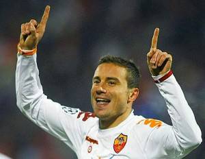 AS Roma's Brighi celebrates after scoring against CFR Cluj during Champions League match in Cluj