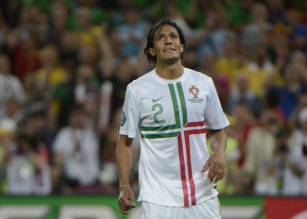 Portuguese defender Bruno Alves reacts a