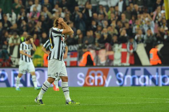 Juventus' forward Alessandro Matri react
